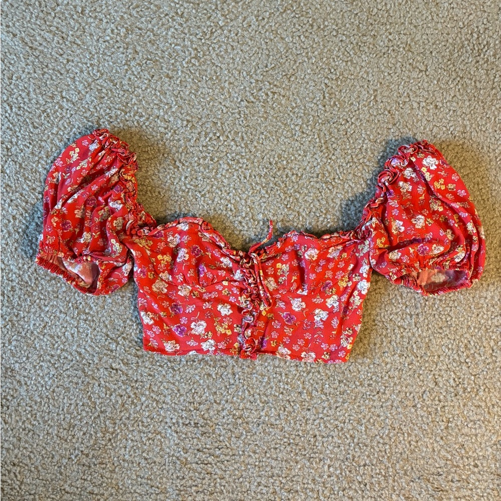 Red Floral Blouse